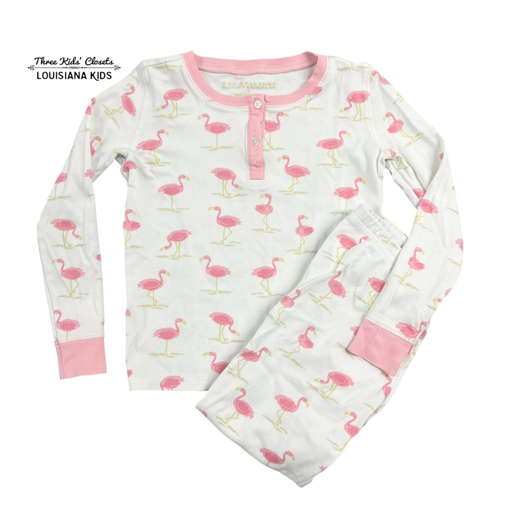 The Beaufort Bonnet Company 7Y Pima Cotton Pink Flamingo Pajamas